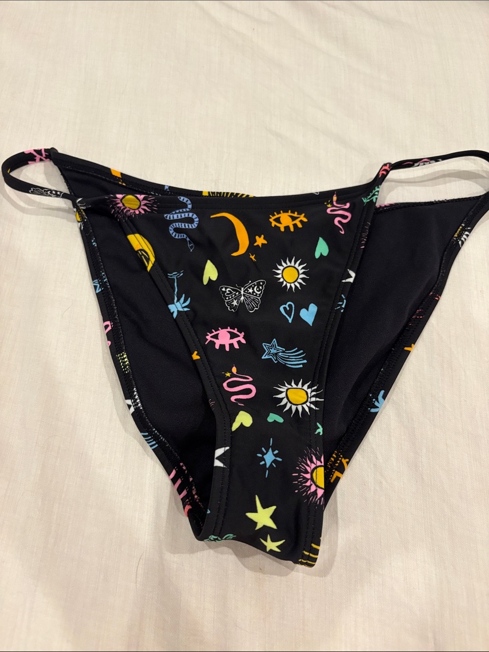wild fable Black Bikini Bottom with Multicolor Celestial Print